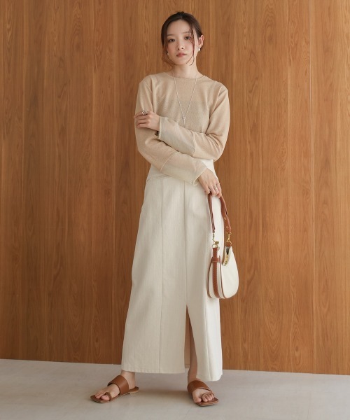 Bab(バブ)の「袖シアーベーシックカットソー(Tシャツ/カットソー・レディース・ブラック/オフホワイト/ベージュ/イエロー・FREE)」の12枚目の写真