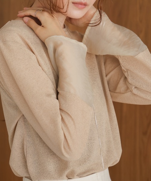 Bab(バブ)の「袖シアーベーシックカットソー(Tシャツ/カットソー・レディース・ブラック/オフホワイト/ベージュ/イエロー・FREE)」の10枚目の写真