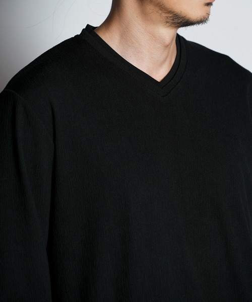 RATTLE TRAP(ラトルトラップ)の「ジャガードレイヤードVネック(Tシャツ/カットソー・メンズ・ブラック/ホワイト・LL/L/M/S)」の10枚目の写真