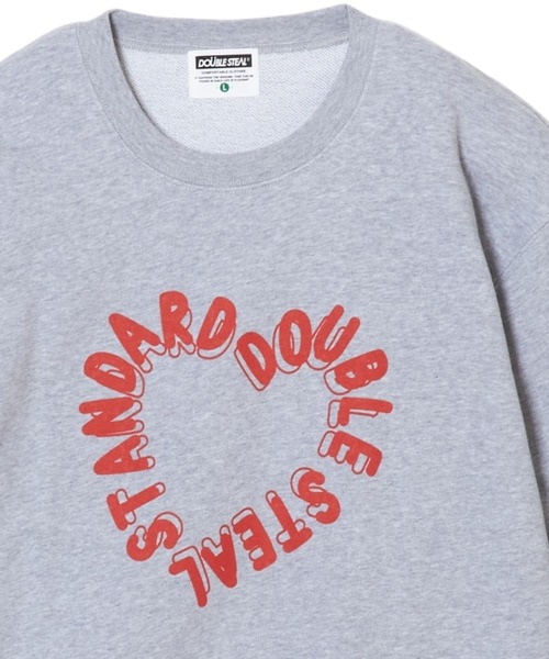 DOUBLE STEAL（ダブルスティール）の「ハートロゴ 裏パイルスウェット（スウェット・メンズ・ライトブルー/杢グレー/ブラック・X-LARGE/LARGE/MEDIUM）」の2枚目の写真