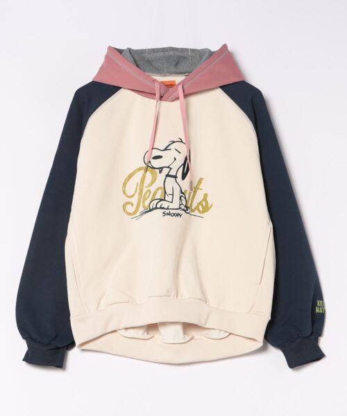 KRIFF MAYER Lady's Collection（クリフメイヤーレディースコレクション）の「裏起毛スヌーピーゆるパーカー（パーカー・レディース・カーキ/ナチュラル/カラフル/チャコール/オレンジ・MEDIUM/LARGE）」の5枚目の写真