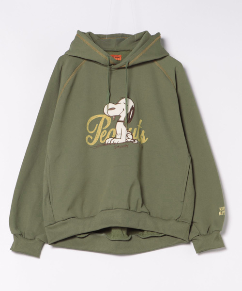 KRIFF MAYER Lady's Collection（クリフメイヤーレディースコレクション）の「裏起毛スヌーピーゆるパーカー（パーカー・レディース・カーキ/ナチュラル/カラフル/チャコール/オレンジ・MEDIUM/LARGE）」の2枚目の写真