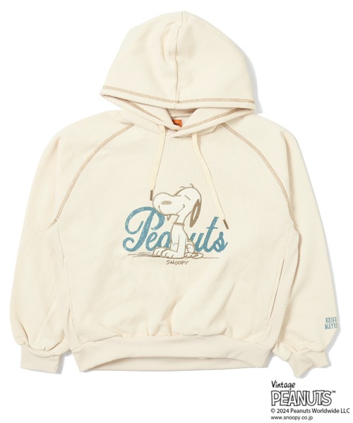 KRIFF MAYER Lady's Collection（クリフメイヤーレディースコレクション）の「裏起毛スヌーピーゆるパーカー（パーカー・レディース・カーキ/ナチュラル/カラフル/チャコール/オレンジ・MEDIUM/LARGE）」の14枚目の写真