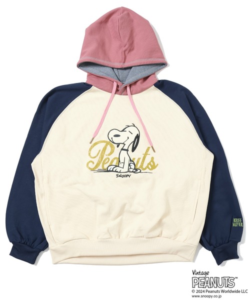 KRIFF MAYER Lady's Collection（クリフメイヤーレディースコレクション）の「裏起毛スヌーピーゆるパーカー（パーカー・レディース・カーキ/ナチュラル/カラフル/チャコール/オレンジ・MEDIUM/LARGE）」の18枚目の写真