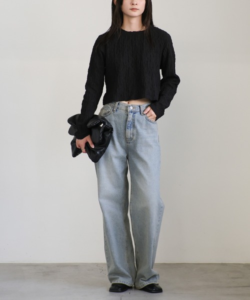 select MOCA(セレクトモカ)の「クラッシュジャガードロングスリーブカットソー(Tシャツ/カットソー・レディース・ブラック/ブルー/ライム/アイボリー・FREE)」の21枚目の写真