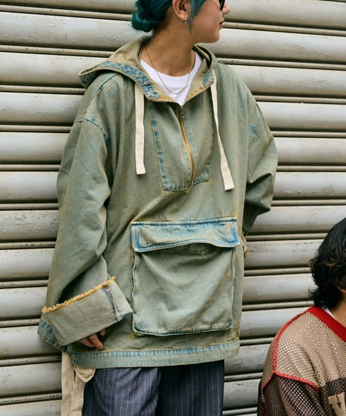 SOUNDSGOOOOD（サウンズグッド）の「【SOUNDS GOOOOD / サウンズグッド】デニムアノラックパーカー（パーカー・メンズ・スカイブルー/ブラック/ベージュ・ONE SIZE）」の14枚目の写真