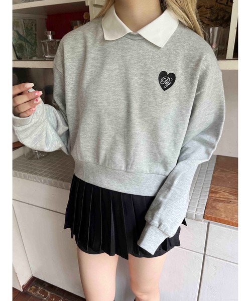 PHILLY（フィリー）の「【PHILLY】ハートポイント襟付きスウェット（スウェット・レディース・ブラック/ホワイト/グレー・FREE）」の3枚目の写真