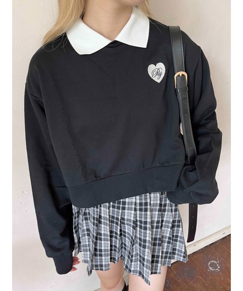 PHILLY（フィリー）の「【PHILLY】ハートポイント襟付きスウェット（スウェット・レディース・ブラック/ホワイト/グレー・FREE）」の2枚目の写真