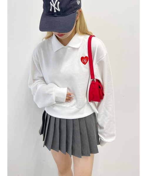 PHILLY（フィリー）の「【PHILLY】ハートポイント襟付きスウェット（スウェット・レディース・ブラック/ホワイト/グレー・FREE）」の8枚目の写真