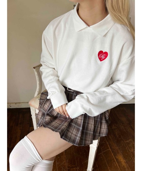 PHILLY（フィリー）の「【PHILLY】ハートポイント襟付きスウェット（スウェット・レディース・ブラック/ホワイト/グレー・FREE）」の5枚目の写真