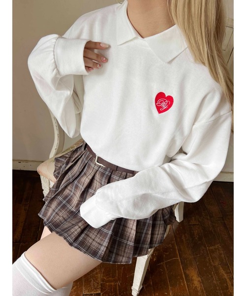 PHILLY（フィリー）の「【PHILLY】ハートポイント襟付きスウェット（スウェット・レディース・ブラック/ホワイト/グレー・FREE）」の7枚目の写真