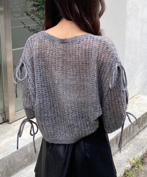 INGNI（イング）の「ショルダースリットリボンモヘアニット（ニット/セーター・レディース・ライトブルー/アイボリー/ピンク/杢グレー・M）」の13枚目の写真