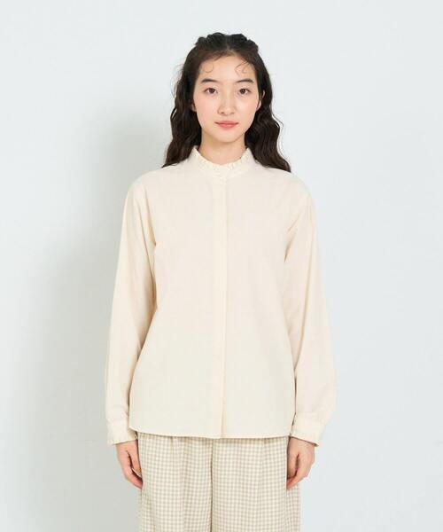 conges payes ADIEU TRISTESSE（コンジェ ペイエ アデュートリステス）の「ダンガリースタンドフリルシャツ（シャツ/ブラウス・レディース・インディゴブルー/キナリ/グレー・38）」の10枚目の写真