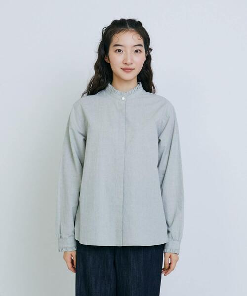 conges payes ADIEU TRISTESSE（コンジェ ペイエ アデュートリステス）の「ダンガリースタンドフリルシャツ（シャツ/ブラウス・レディース・インディゴブルー/キナリ/グレー・38）」の16枚目の写真