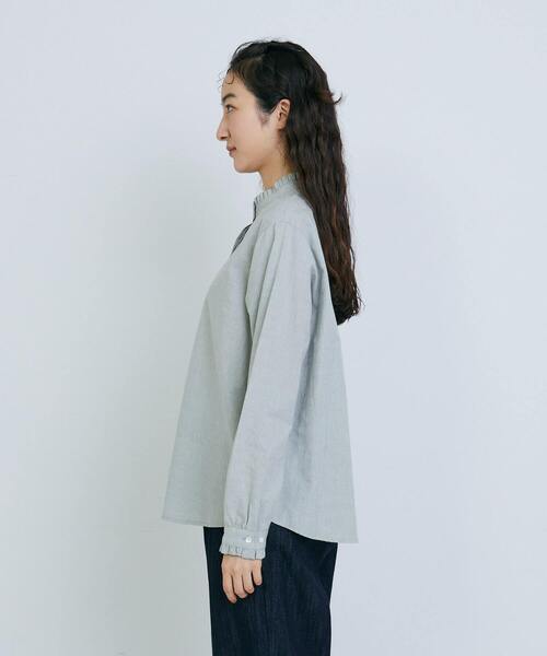 conges payes ADIEU TRISTESSE（コンジェ ペイエ アデュートリステス）の「ダンガリースタンドフリルシャツ（シャツ/ブラウス・レディース・インディゴブルー/キナリ/グレー・38）」の17枚目の写真