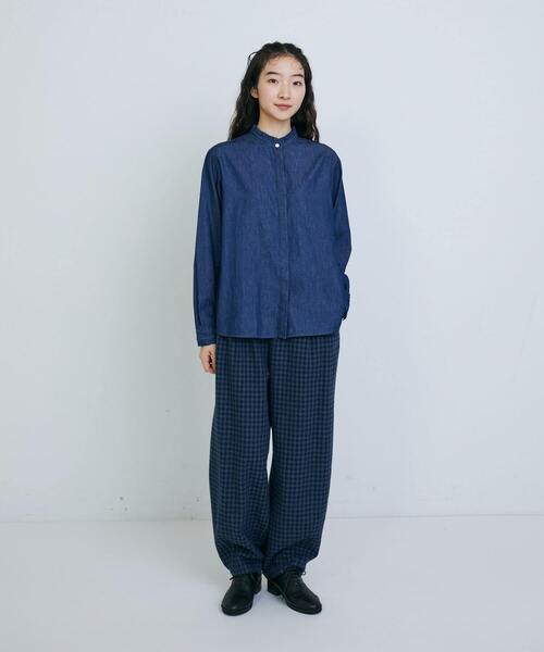 conges payes ADIEU TRISTESSE（コンジェ ペイエ アデュートリステス）の「ダンガリースタンドフリルシャツ（シャツ/ブラウス・レディース・インディゴブルー/キナリ/グレー・38）」の19枚目の写真