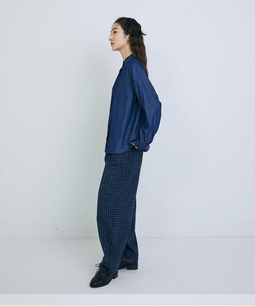 conges payes ADIEU TRISTESSE（コンジェ ペイエ アデュートリステス）の「ダンガリースタンドフリルシャツ（シャツ/ブラウス・レディース・インディゴブルー/キナリ/グレー・38）」の20枚目の写真