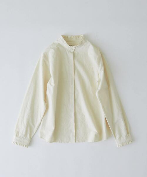 conges payes ADIEU TRISTESSE（コンジェ ペイエ アデュートリステス）の「ダンガリースタンドフリルシャツ（シャツ/ブラウス・レディース・インディゴブルー/キナリ/グレー・38）」の4枚目の写真