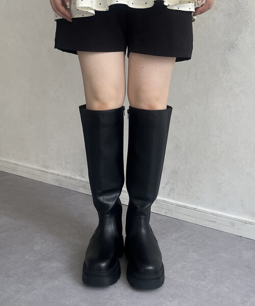 prose verse（プロズヴェール）の「サイドゴアトラックソール厚底ロングブーツ（ブーツ・レディース・ブラック・X-LARGE/LARGE/MEDIUM/SMALL）」の10枚目の写真