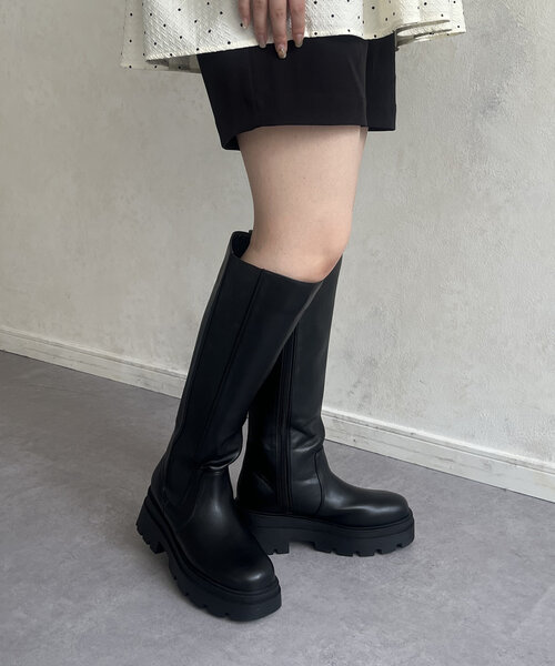 prose verse（プロズヴェール）の「サイドゴアトラックソール厚底ロングブーツ（ブーツ・レディース・ブラック・X-LARGE/LARGE/MEDIUM/SMALL）」の7枚目の写真