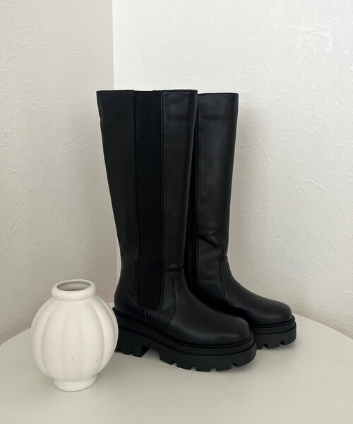 prose verse（プロズヴェール）の「サイドゴアトラックソール厚底ロングブーツ（ブーツ・レディース・ブラック・X-LARGE/LARGE/MEDIUM/SMALL）」の6枚目の写真