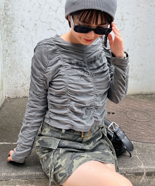 WEGO(ウィゴー)の「WEGO/ヴィンテージライクシャーリングトップス(Tシャツ/カットソー・レディース・スミクロ/ワイン・FREE)」の2枚目の写真