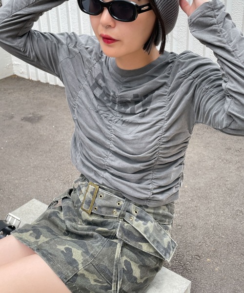 WEGO(ウィゴー)の「WEGO/ヴィンテージライクシャーリングトップス(Tシャツ/カットソー・レディース・スミクロ/ワイン・FREE)」の5枚目の写真