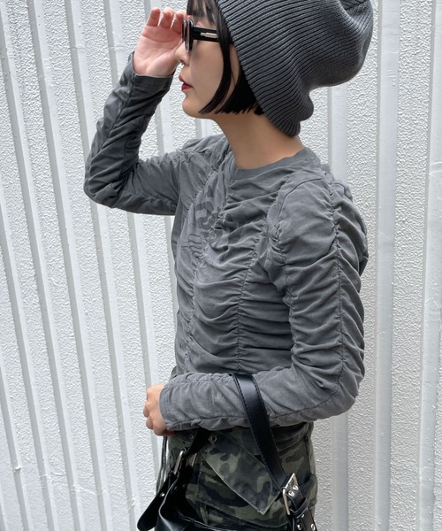 WEGO(ウィゴー)の「WEGO/ヴィンテージライクシャーリングトップス(Tシャツ/カットソー・レディース・スミクロ/ワイン・FREE)」の8枚目の写真