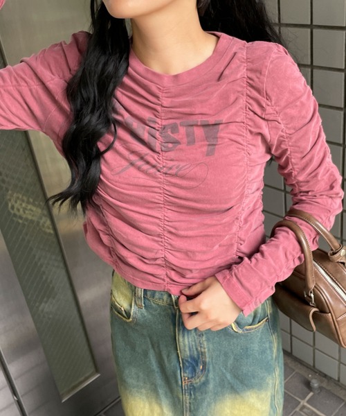 WEGO(ウィゴー)の「WEGO/ヴィンテージライクシャーリングトップス(Tシャツ/カットソー・レディース・スミクロ/ワイン・FREE)」の11枚目の写真