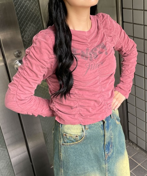 WEGO(ウィゴー)の「WEGO/ヴィンテージライクシャーリングトップス(Tシャツ/カットソー・レディース・スミクロ/ワイン・FREE)」の12枚目の写真