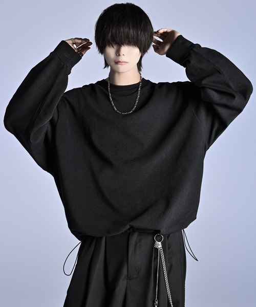 welise（ウェライズ）の「【welise × 犬飼京 -ephemeral-】プレミアムスムースコットン ヘムドローコード グラデーション/無地オーバーロンT（Tシャツ/カットソー・メンズ・ホワイト系その他/ブラック系その他/ホワイト/ブラック系その他2/ブラック・M/L/S）」の4枚目の写真