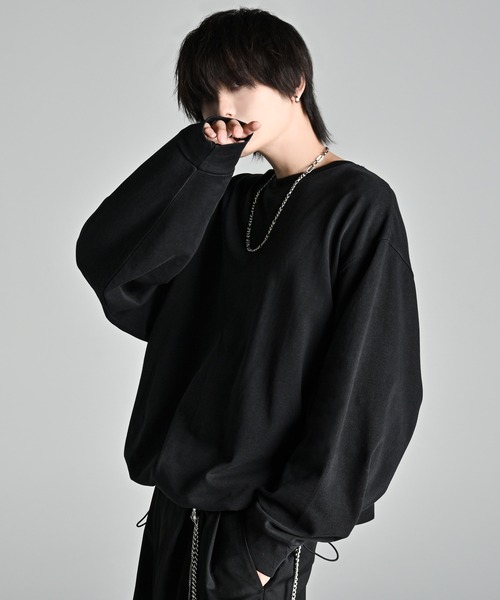 welise（ウェライズ）の「【welise × 犬飼京 -ephemeral-】プレミアムスムースコットン ヘムドローコード グラデーション/無地オーバーロンT（Tシャツ/カットソー・メンズ・ホワイト系その他/ブラック系その他/ホワイト/ブラック系その他2/ブラック・M/L/S）」の22枚目の写真