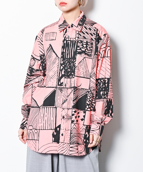 6 (ROKU) - waxman brothers　プリントシャツ Waxman Brothers PRINT OVER SHIRT 6 roku