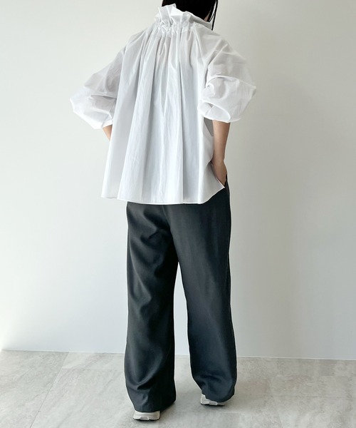 STELLA FISH(ステラフィッシュ)の「Twill Tuck Wide Pants(スラックス・レディース・ブラック/グレー・FREE)」の7枚目の写真