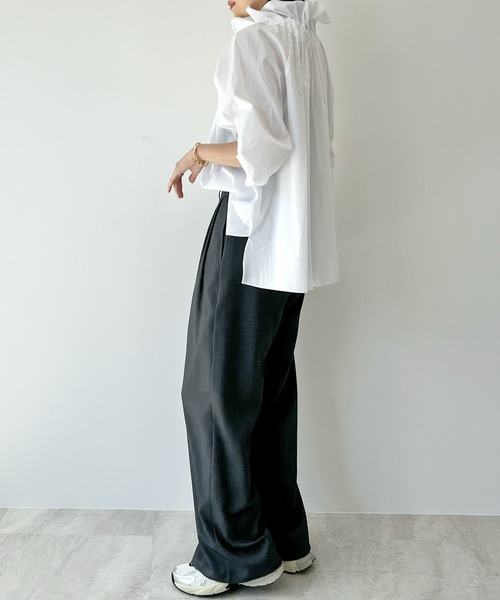 STELLA FISH(ステラフィッシュ)の「Twill Tuck Wide Pants(スラックス・レディース・ブラック/グレー・FREE)」の6枚目の写真