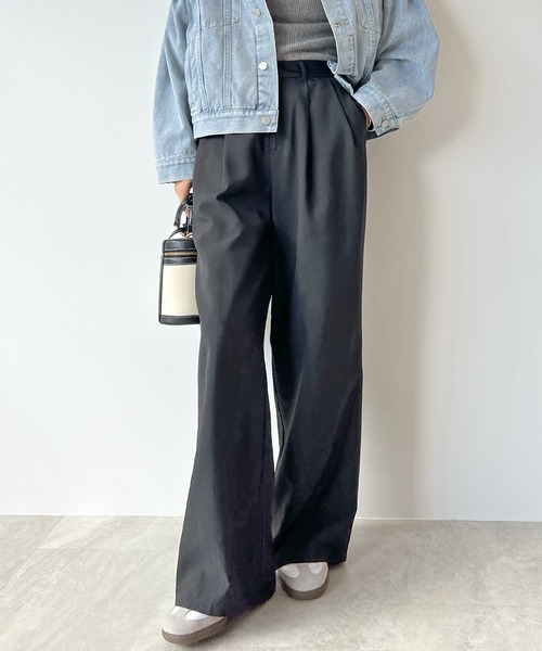 STELLA FISH(ステラフィッシュ)の「Twill Tuck Wide Pants(スラックス・レディース・ブラック/グレー・FREE)」の10枚目の写真