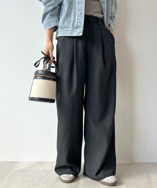 STELLA FISH(ステラフィッシュ)の「Twill Tuck Wide Pants(スラックス・レディース・ブラック/グレー・FREE)」の14枚目の写真