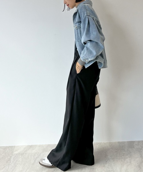 STELLA FISH(ステラフィッシュ)の「Twill Tuck Wide Pants(スラックス・レディース・ブラック/グレー・FREE)」の9枚目の写真