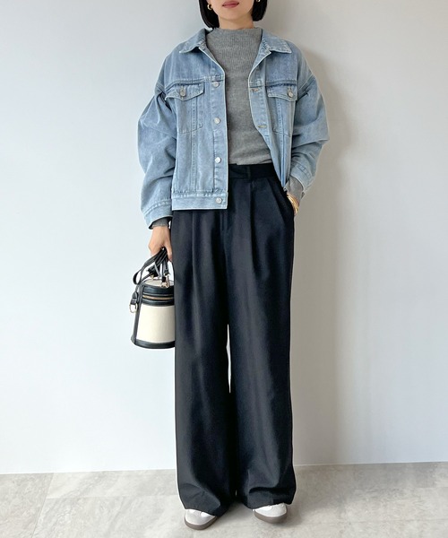 STELLA FISH(ステラフィッシュ)の「Twill Tuck Wide Pants(スラックス・レディース・ブラック/グレー・FREE)」の8枚目の写真