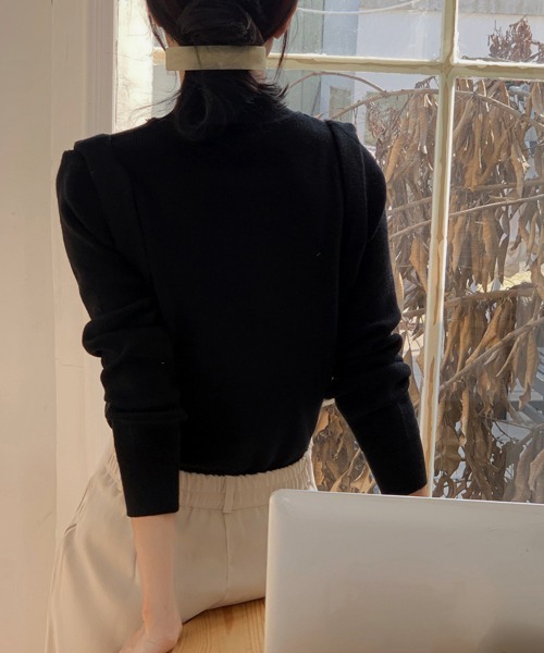 Miniministore(ミニミニストア)の「メタルボタンニットトップスプチハイネック(ニット/セーター・レディース・ホワイト/ブラック/ベージュ/ブラウン/カーキ・FREE)」の14枚目の写真