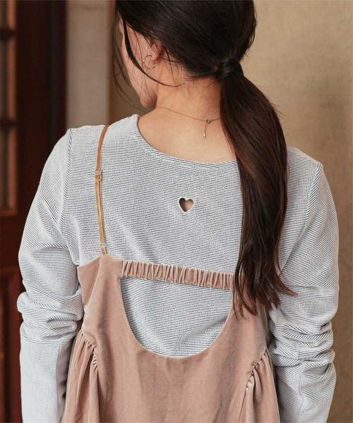 セール】ハートカット刺繍前後2wayカットソー（Tシャツ