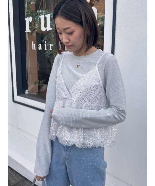 titivate(ティティベイト)の「ハートカット刺繍前後2wayカットソー(Tシャツ/カットソー・レディース・アイボリー/ホワイト系その他/ダークネイビー/チャコール/イエロー/ブラック・S/M/L)」の14枚目の写真