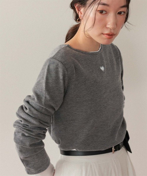 ハートカット刺繍前後2wayカットソー（Tシャツ/カットソー