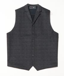 BRICK HOUSE by TOKYO SHIRT | 前身カットラペルメンズニットジレ プリントチェック(ベスト)
