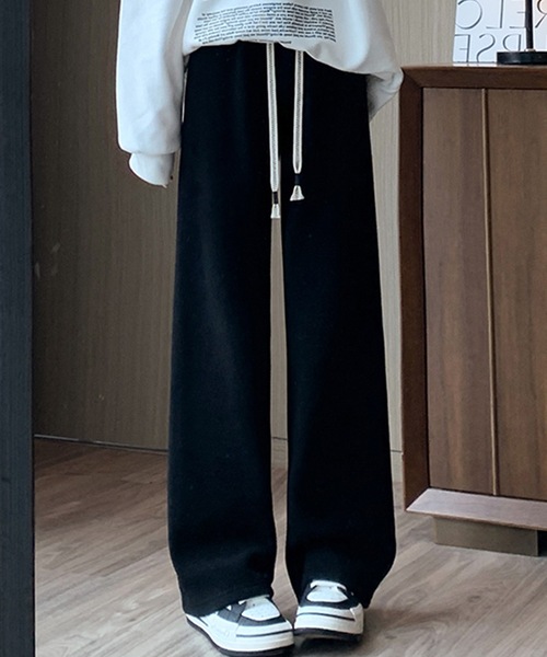 Lace Ladies(レースレディース)の「裏起毛 ソフト イージー ワイド パンツ(その他パンツ・レディース・アイボリー/ブラック/オートミール・S/XL/M)」の1枚目の写真