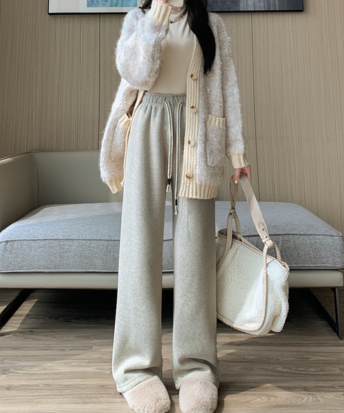 Lace Ladies(レースレディース)の「裏起毛 ソフト イージー ワイド パンツ(その他パンツ・レディース・アイボリー/ブラック/オートミール・S/XL/M)」の5枚目の写真