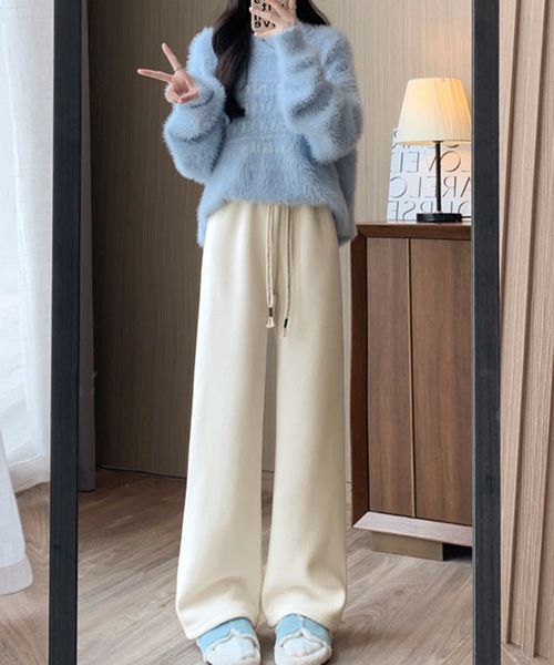 Lace Ladies(レースレディース)の「裏起毛 ソフト イージー ワイド パンツ(その他パンツ・レディース・アイボリー/ブラック/オートミール・S/XL/M)」の9枚目の写真