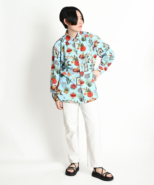 美品 allureville 幾何学柄　シャツ　M　長袖 レギュラーカラー 派手柄長袖シャツ（シャツ/ブラウス）｜MARAI
