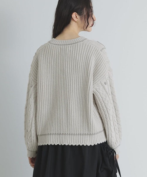 somari imagination（ソマリ イマジネーション）の「『ライン配色ケーブルニット』（ニット/セーター・レディース・ネイビー/ライトグレー・FREE）」の9枚目の写真