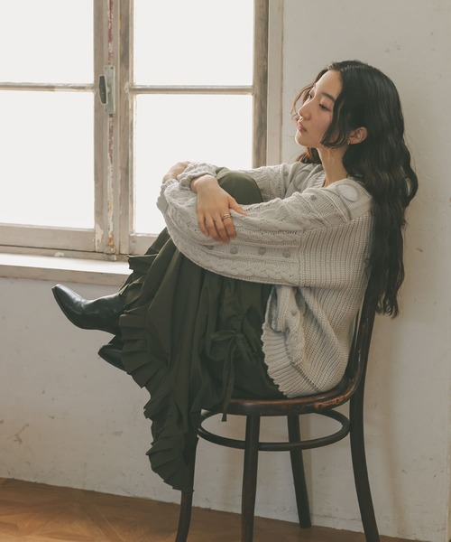 somari imagination（ソマリ イマジネーション）の「『ライン配色ケーブルニット』（ニット/セーター・レディース・ネイビー/ライトグレー・FREE）」の15枚目の写真